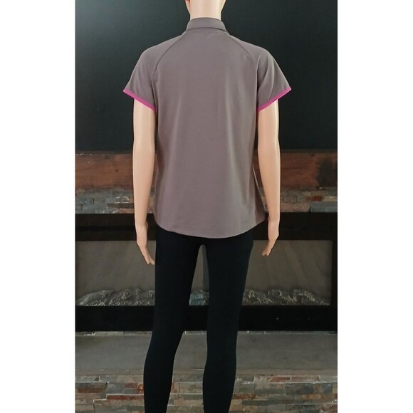 Nike Golf Dry Fit Top Medium Women's Collard Button Gray & Pink Short Sleeve Top - Picture 3 of 8